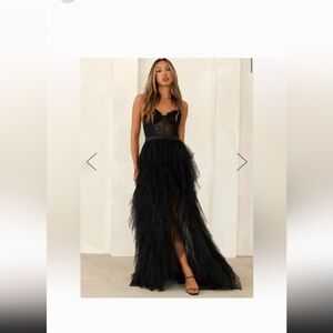 Hello Molly elegantly dressed tulle maxi dress black Brand New
